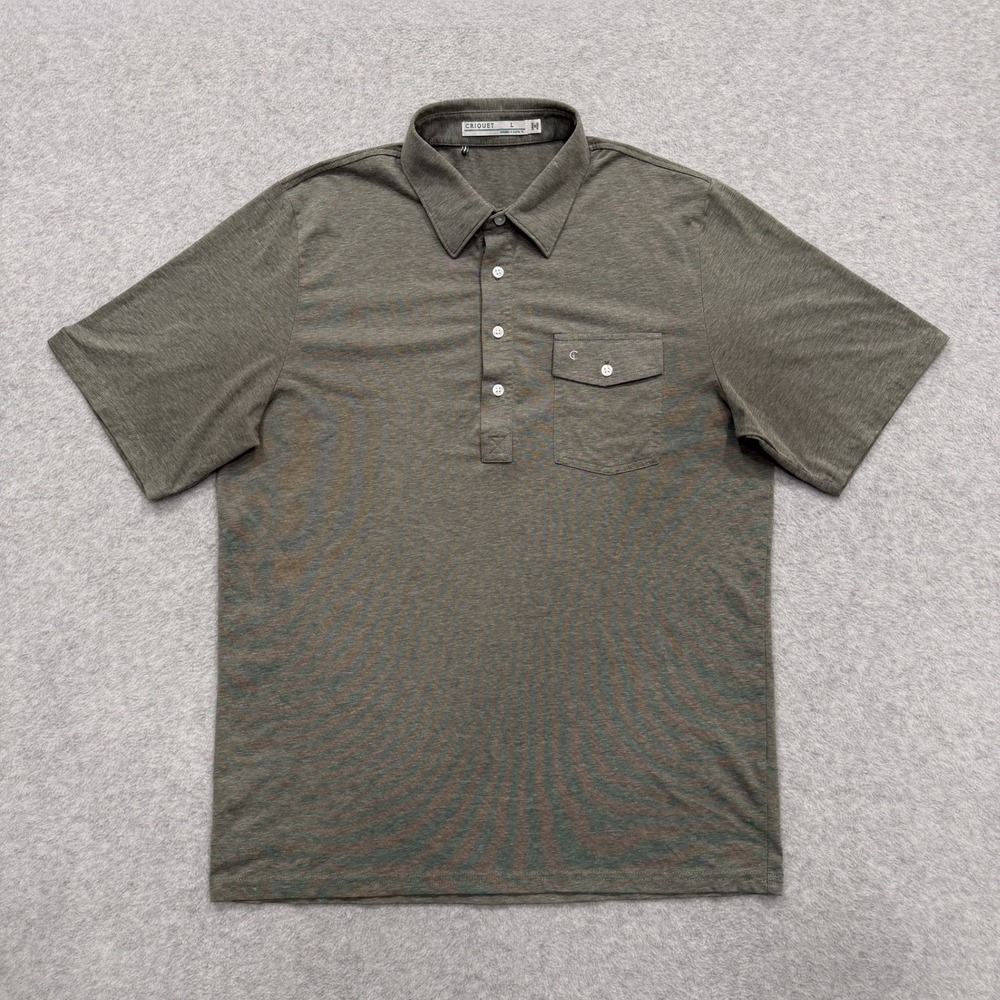 Criquet Shirt Mens L Green Performance Players Short Sleeve Polo